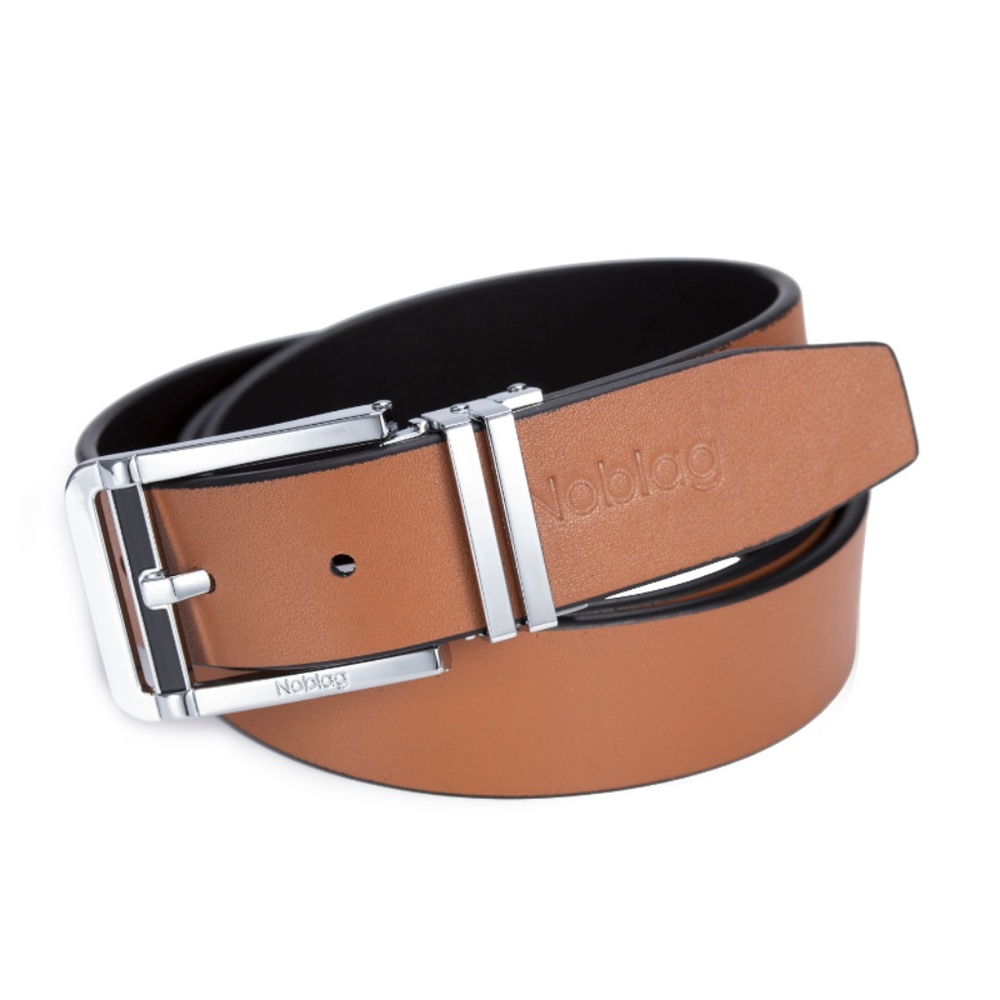 Noblag Men's Dress Belts Clamp Closure Tan